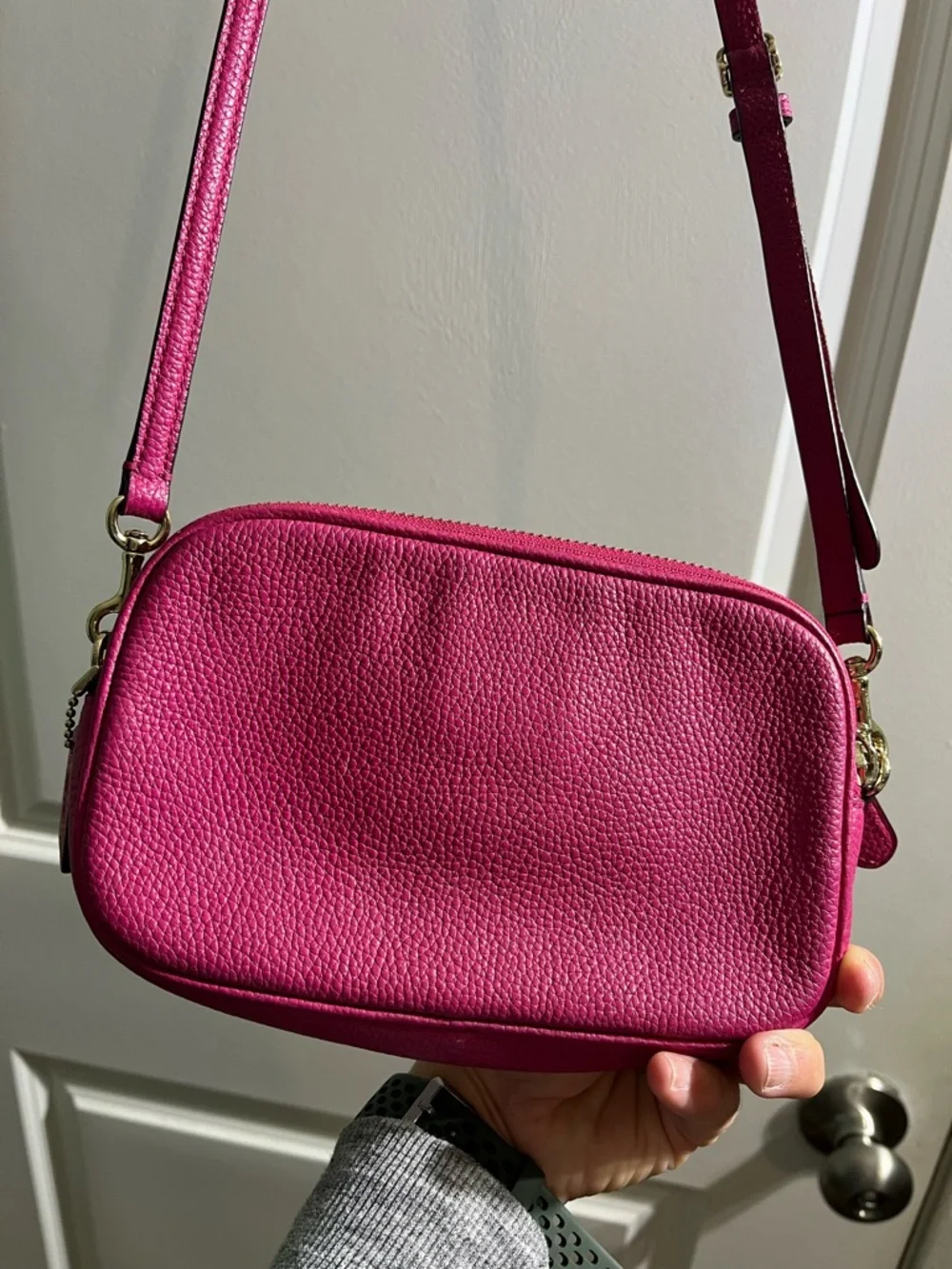 Coach Pebbled Leather Crossbody in Bright Pink - Picture 2 of 10
